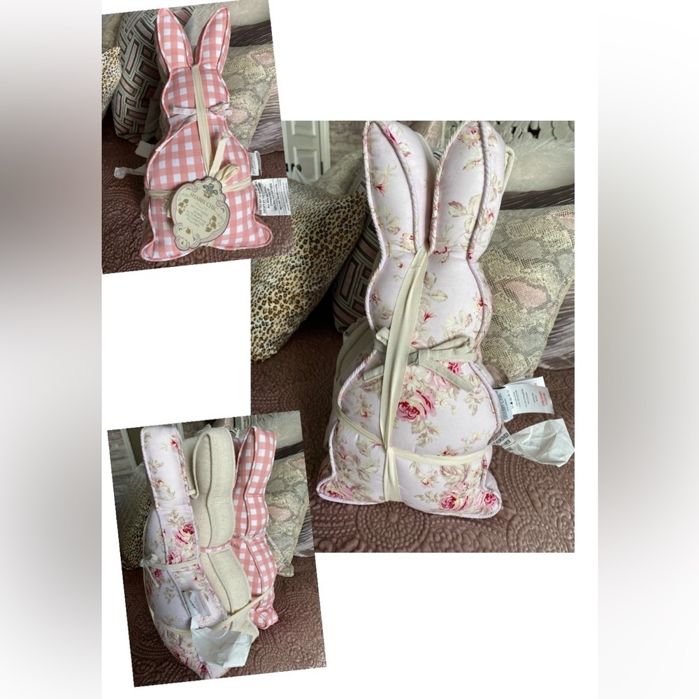 Shabby Chic Bunny Throw Pillows - Set of 3  NWT
